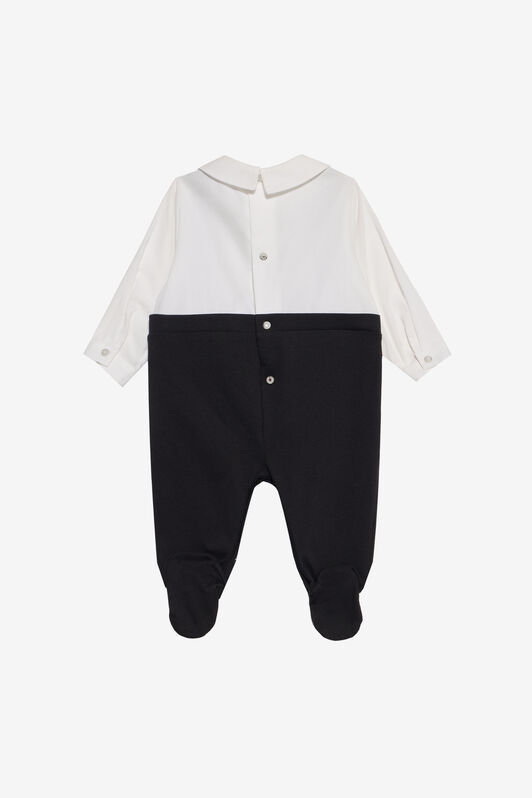 JU Schwarzer und weißer Strampler mit Fliege WHITE/BLACK XJT81Q-JD001