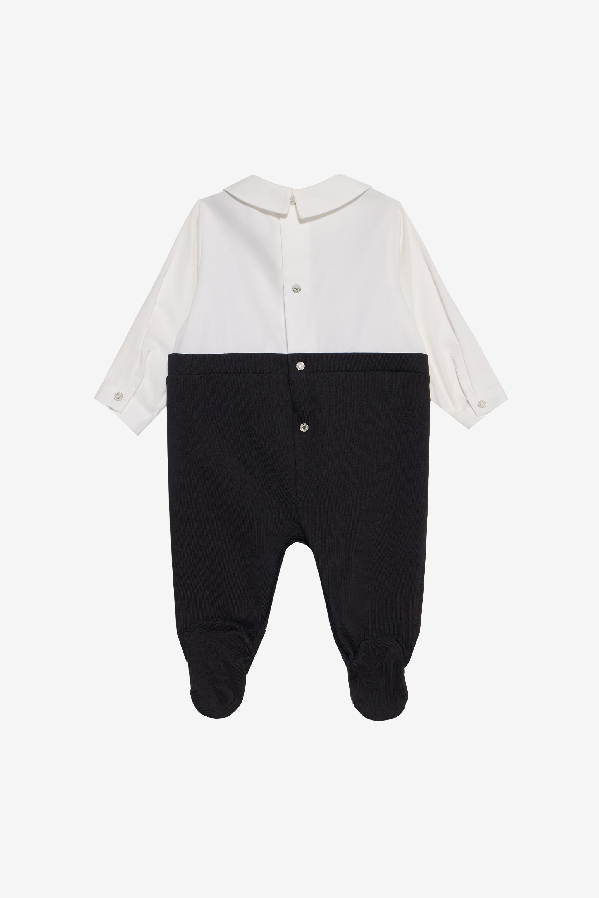 JU Schwarzer und weißer Strampler mit Fliege WHITE/BLACK XJT81Q-JD001