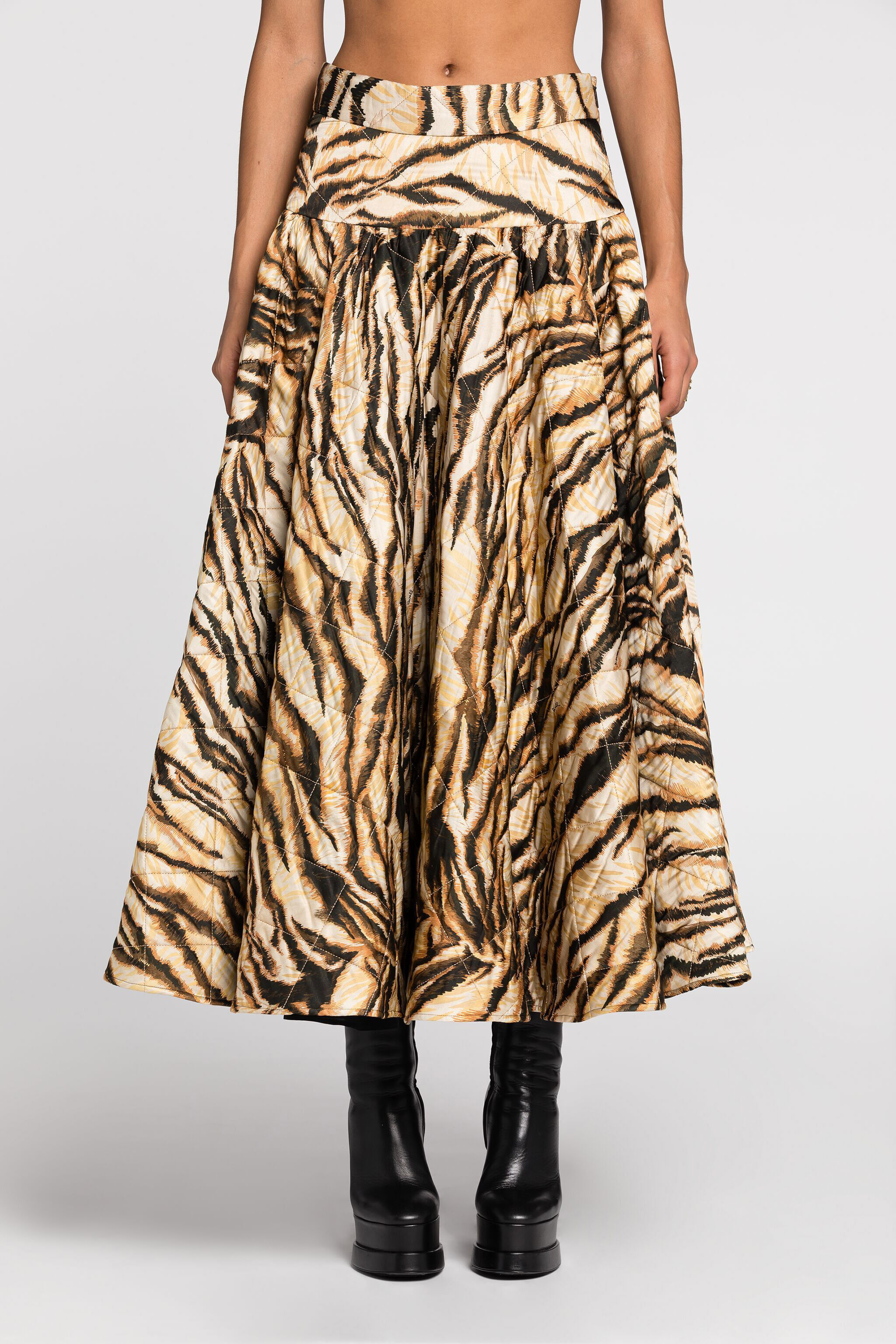 RC Rock mit Steppmuster und Tiger-Print RC Rock mit Steppmuster und Tiger-Print NATURALE RKR311-RYH36