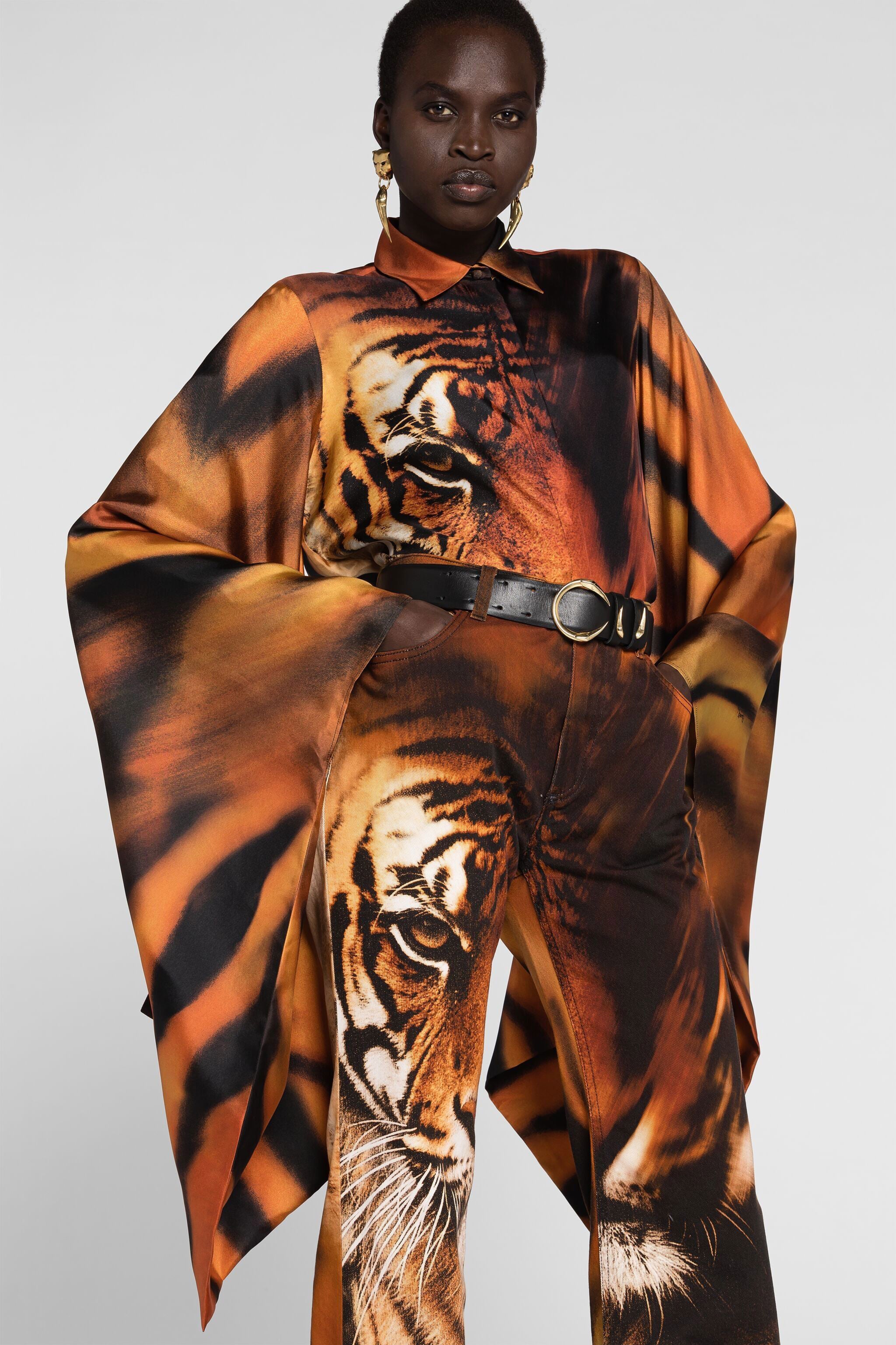RC Tiger-Print Silk Top MULTICOLOR OWT700-4QD45