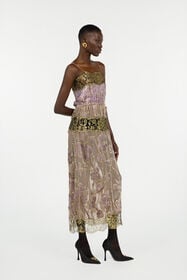 RC Nude And Lilac Dress With Floral Pattern NUDE/LILLA VWT140-FC007