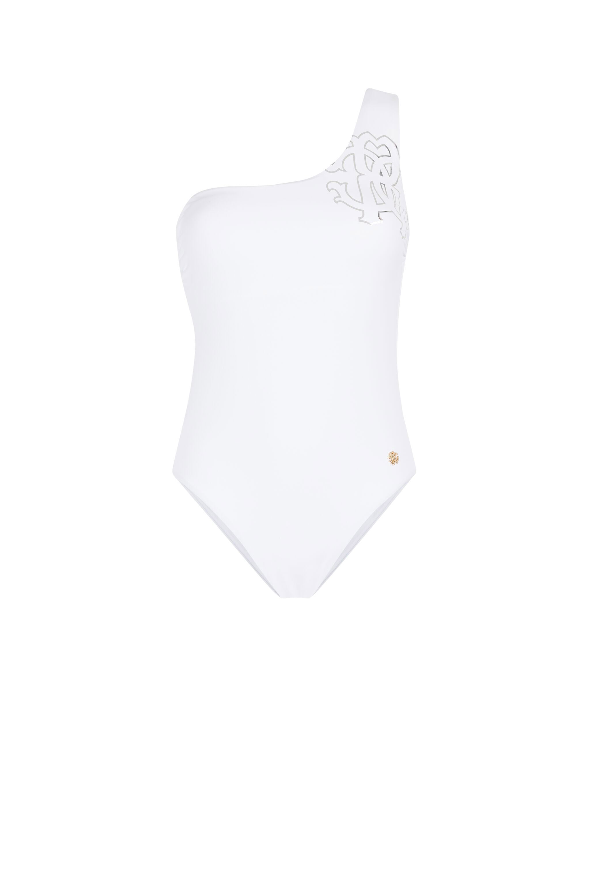 RC RC Monogram-Print One-Shoulder Swimsuit RC RC Monogram-Print One-Shoulder Swimsuit White KSW01X-LL002