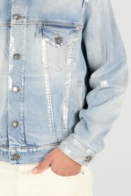 RC Veste En Jean Laminée Bleu Clair Bleu UMJ415-VT001