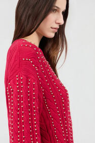 RC Red Studded Cable-Knit Sweater CHERRY SOM60D-MG008