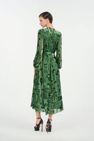RC Green Velvet Devoré Midi Dress VERDE/ORO VKT122-FC007