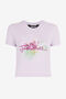 JC Just Cavalli Cropped T-Shirt mit tropischem Aufdruck LILA Q61447-Q0350