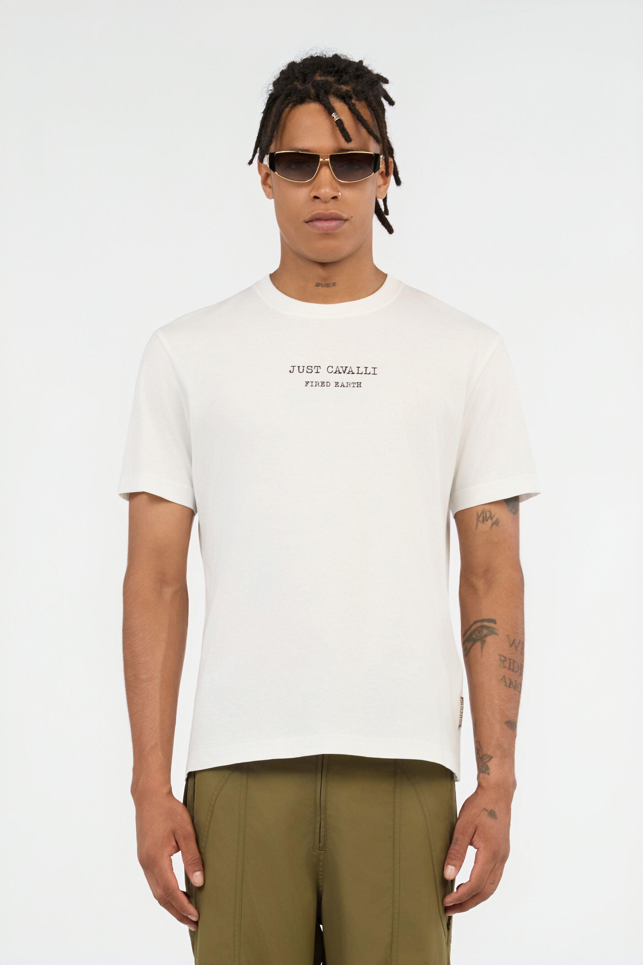 JC White T-Shirt With Fired Earth Print WHITE VFT057-VF101