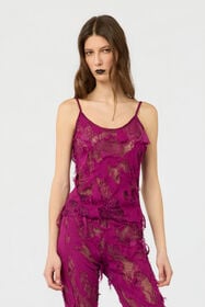 RC Top with Destroyed-Effect Lace CYCLAMEN XWT605-GG010