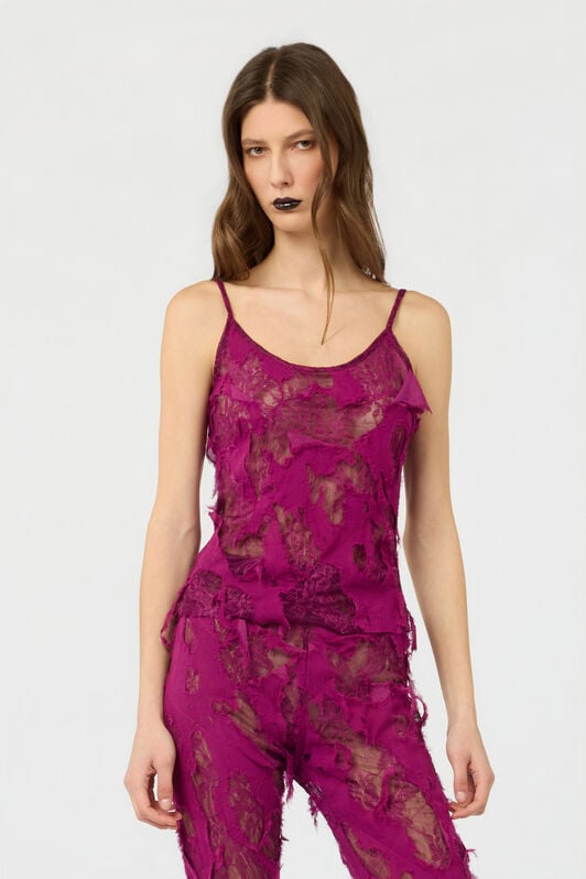 RC Top with Destroyed-Effect Lace RC Top with Destroyed-Effect Lace CYCLAMEN XWT605-GG010