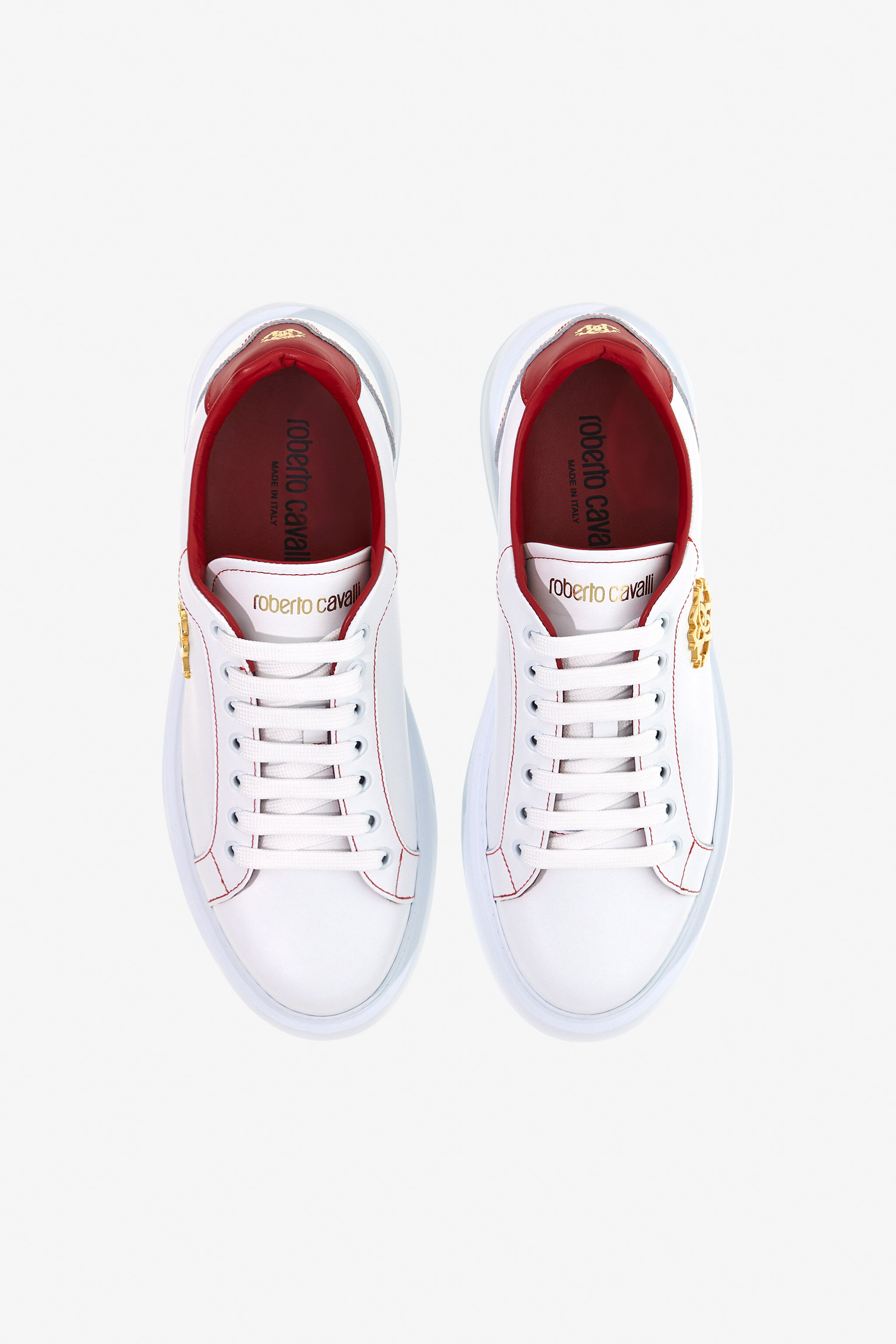 RC Leather Sneakers with Gold Emblem RC Leather Sneakers with Gold Emblem WHITE/RED OOS01C-PZ085