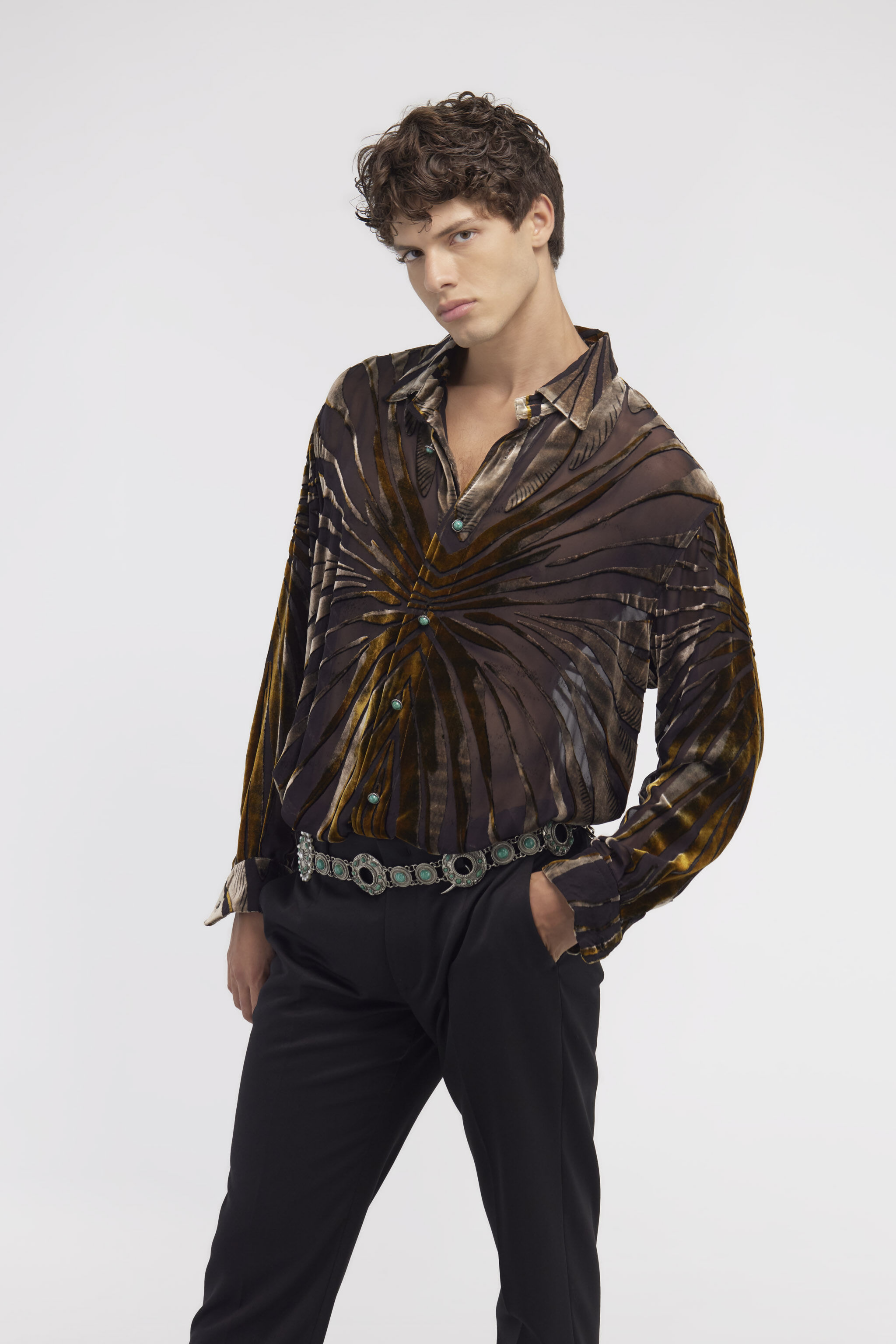 RC Shirt with Ray of Gold print BLACK RMT770-4R150
