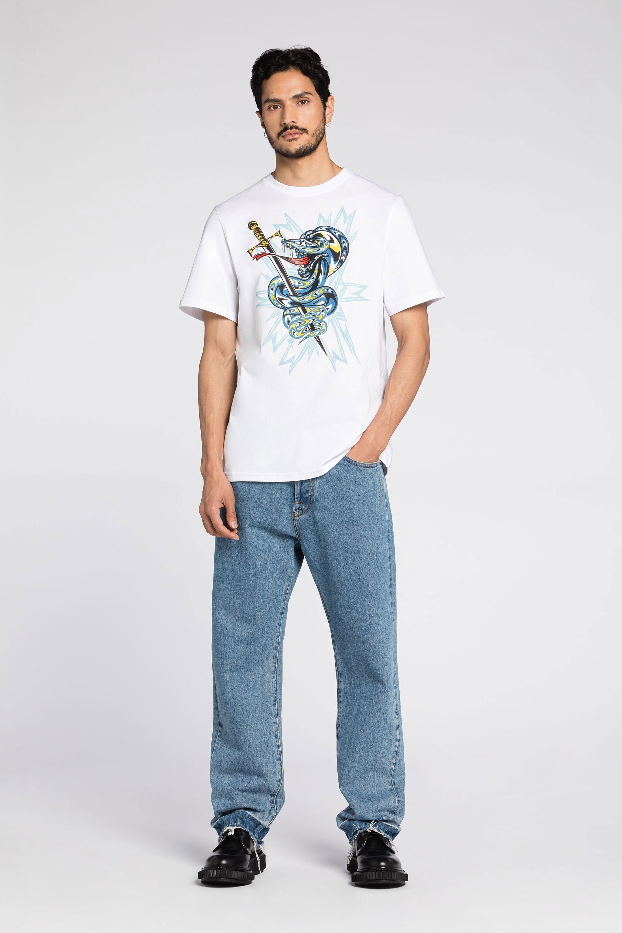 RC Snake-Print Cotton T-Shirt RC Snake-Print Cotton T-Shirt White QRT61B-JD060