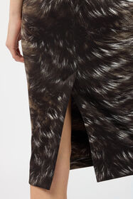 RC Vestido midi de jersey scuba con estampado Fur BLACK/BEIGE XWT140-NVT79