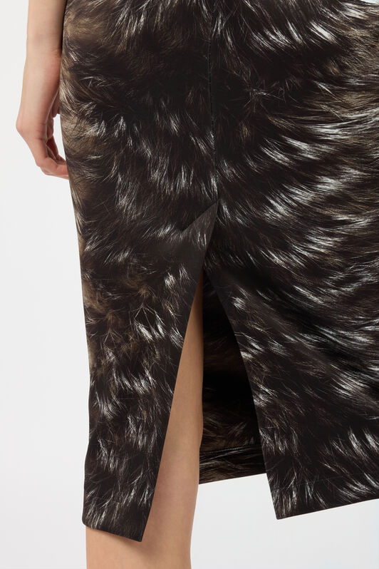 RC Midi Dress in Scuba Jersey with Fur Print BLACK/BEIGE XWT140-NVT79