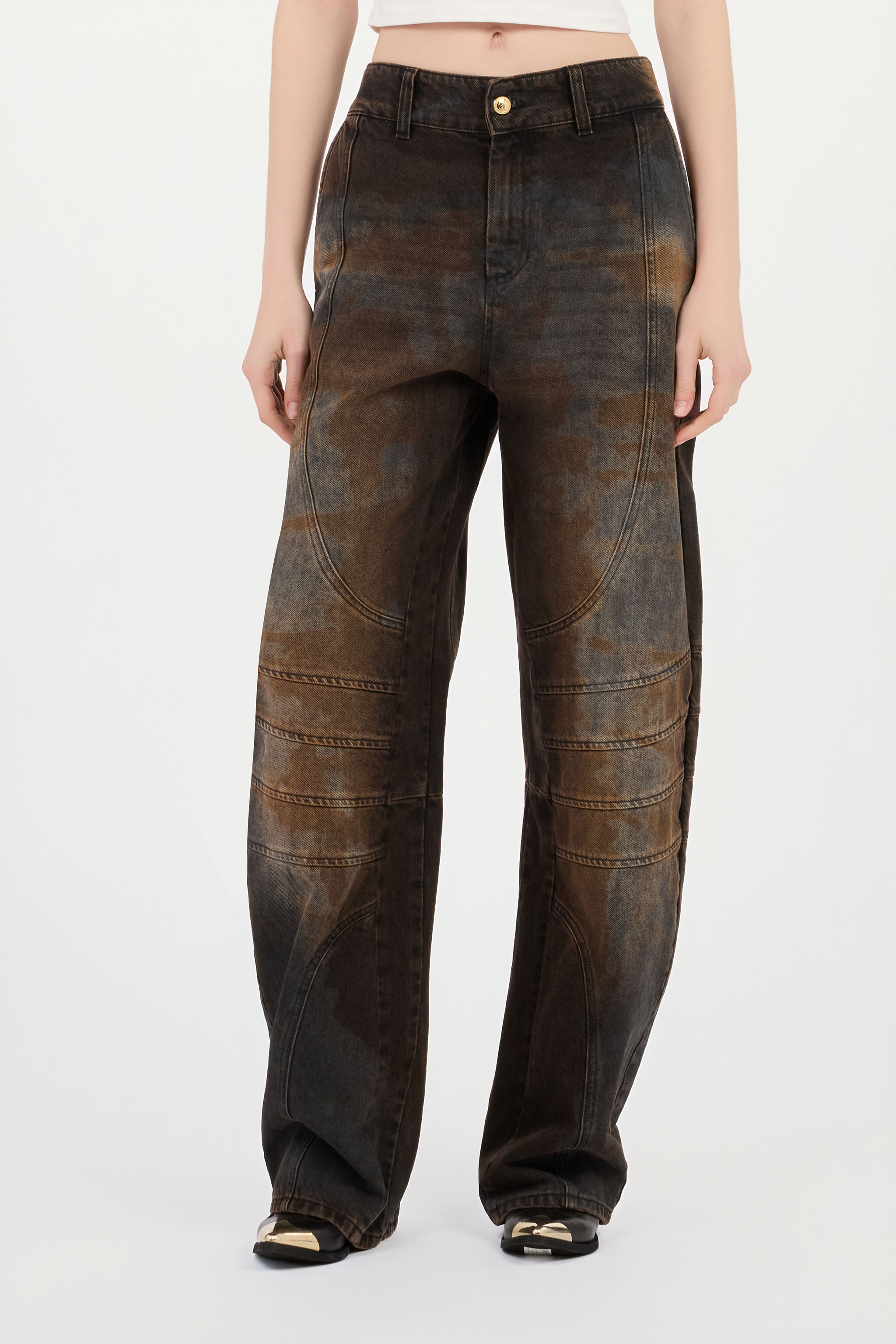 JC Motorcyclist Trousers Brown Washed BLACK BLACK VFJ043-VF252