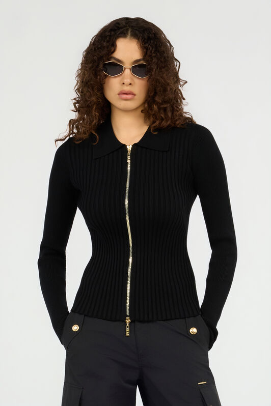 JC Black Ribbed Zip-Up Sweater JC Black Ribbed Zip-Up Sweater BLACK VFM037-VF293