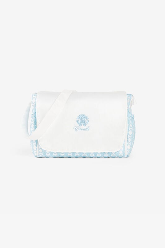JU RC Monogram-Embroidered Changing Bag JU RC Monogram-Embroidered Changing Bag Light blue RJT844-5RF66