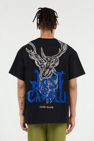 JC T-shirt Noir Avec Imprimé Cerf au Dos BLACK VFT043-VF087