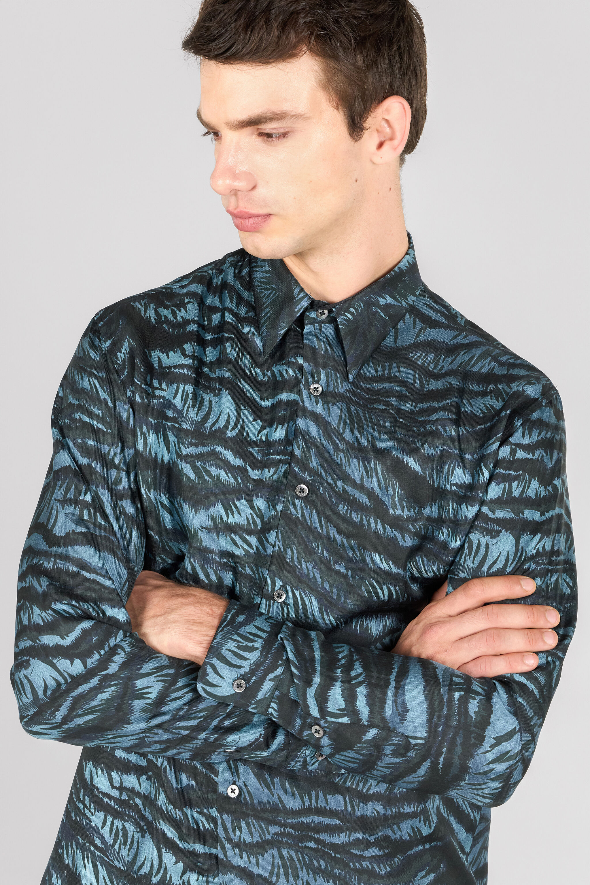 RC Tiger Skin print shirt BLUE OOT70A-2NO65