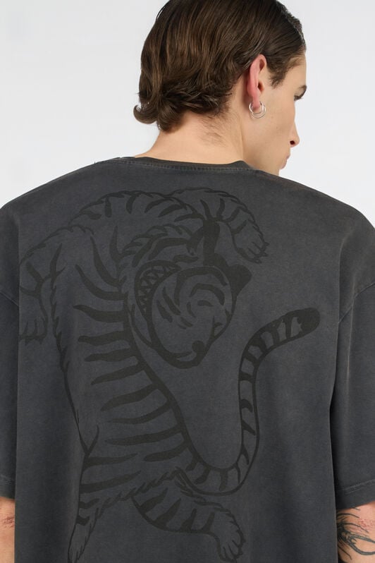 JC Grey T-Shirt With Printed Tiger JC Grey T-Shirt With Printed Tiger BLACK WFT055-WF085