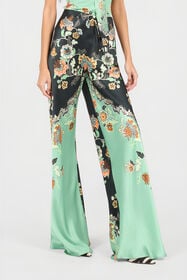 RC Pantaloni In Seta Stampa Kimono GREEN/BLACK XQT201-RYT25
