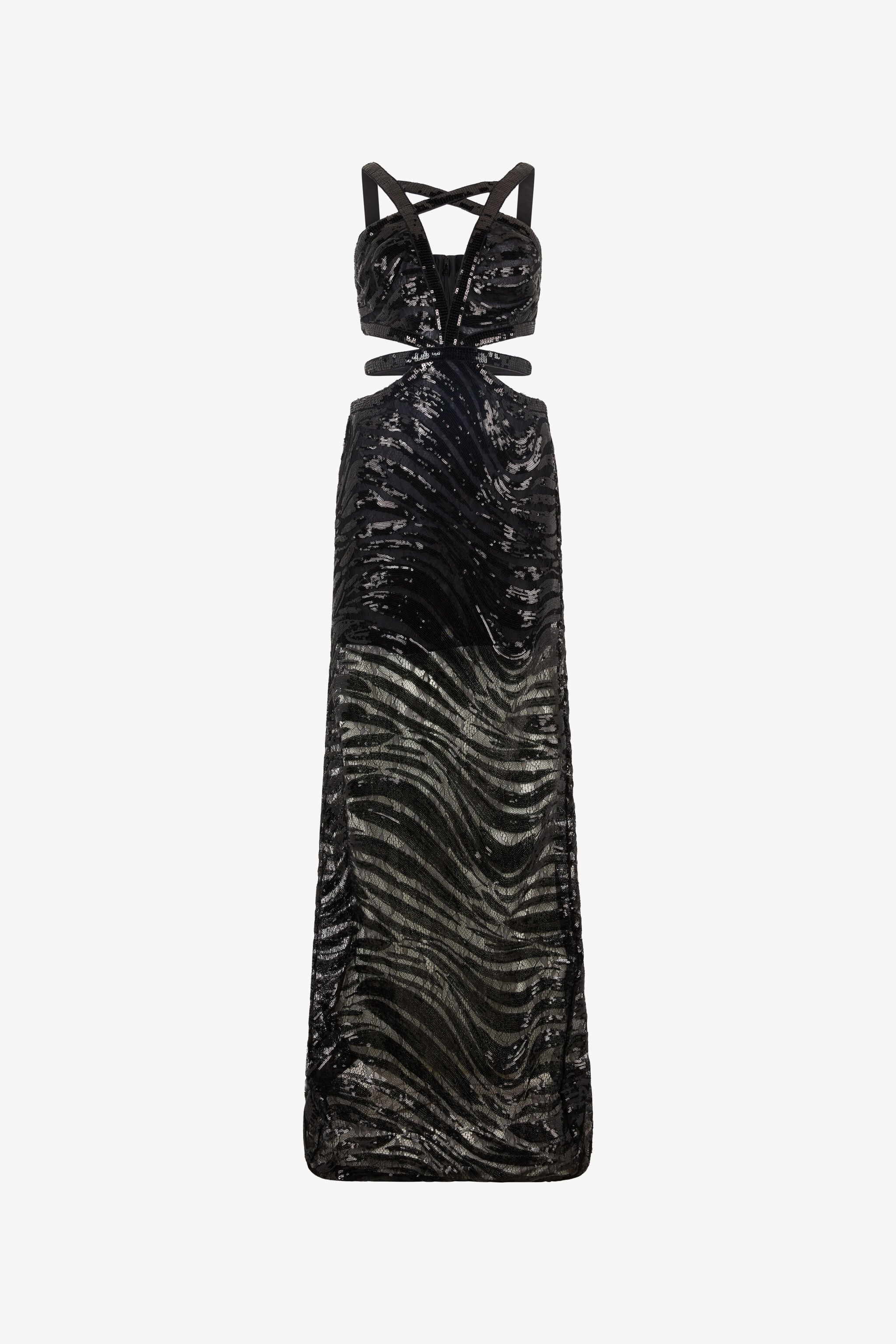 JC See-Through Dress With Sequined Zebra Pattern JC See-Through Dress With Sequined Zebra Pattern Black UFT182-UF248
