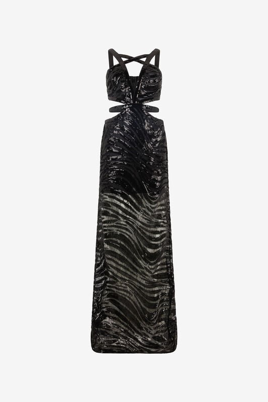 JC See-Through Dress With Sequined Zebra Pattern JC See-Through Dress With Sequined Zebra Pattern Black UFT182-UF248