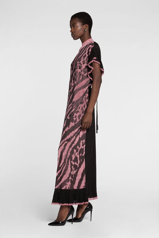RC Jaguar And Tiger-Jacquard Knit Maxi Dress RC Jaguar And Tiger-Jacquard Knit Maxi Dress ROSA/NERO OKM100-MI030