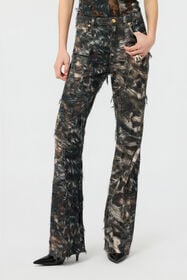 RC Silver Fur Print Jeans BLACK/BEIGE XWJ221-TIT79