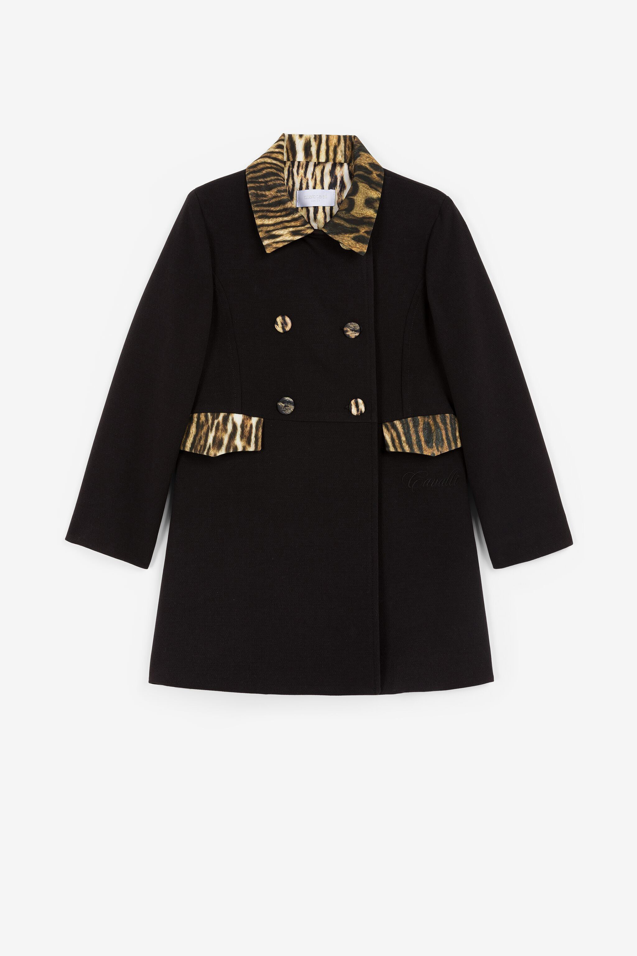JU Ocelot-Print Coat JU Ocelot-Print Coat Black PJT401-KU001