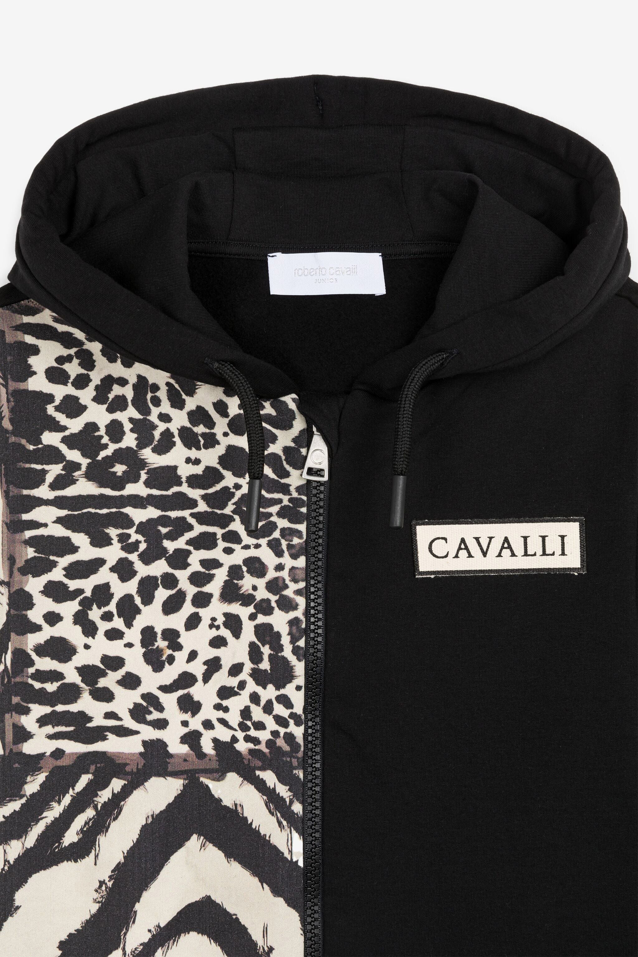 JU Leopard And Freedom-Print Zip Hoodie JU Leopard And Freedom-Print Zip Hoodie Black/White PJT922-CF050