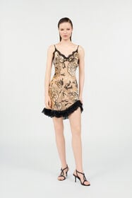 RC Floral Devoré Silk Dress Mini ROSA/NERO VKT118-FC008
