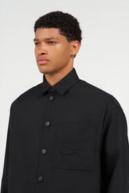 RC Camisa Plain con serpiente en relieve BLACK WRT729-GA058