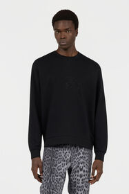 RC Schwarzes Rundhals-Sweatshirt mit besticktem Logo BLACK TOT66C-CF051