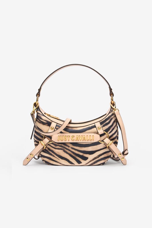 JC Hobo Bag With Tiger Skin Print And Logo JC Hobo Bag With Tiger Skin Print And Logo Light Brown UFB094-UF463