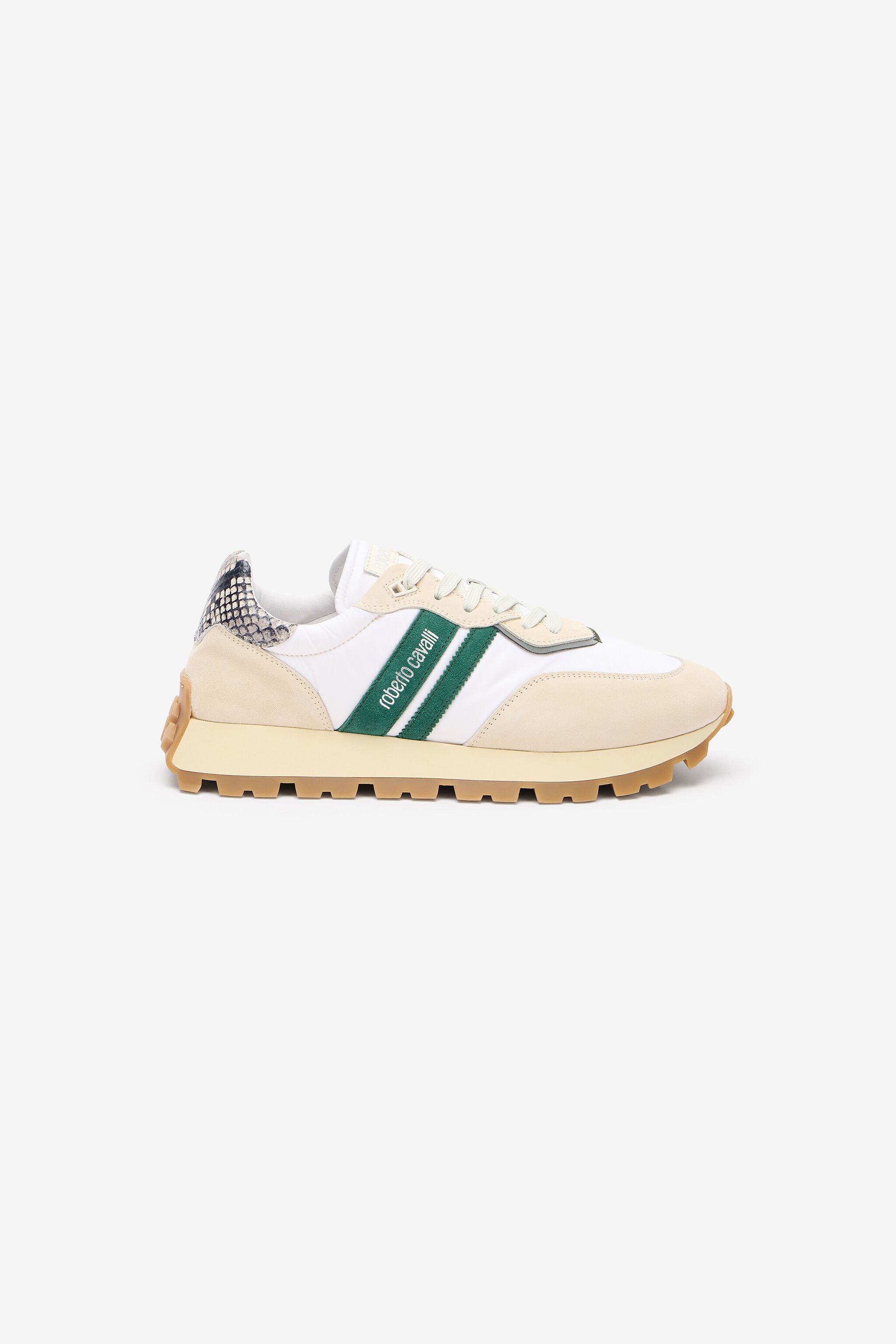 RC White Running Shoes With Snake-Print Detail RC White Running Shoes With Snake-Print Detail BIEGE/GREEN QOS00F-PZA81