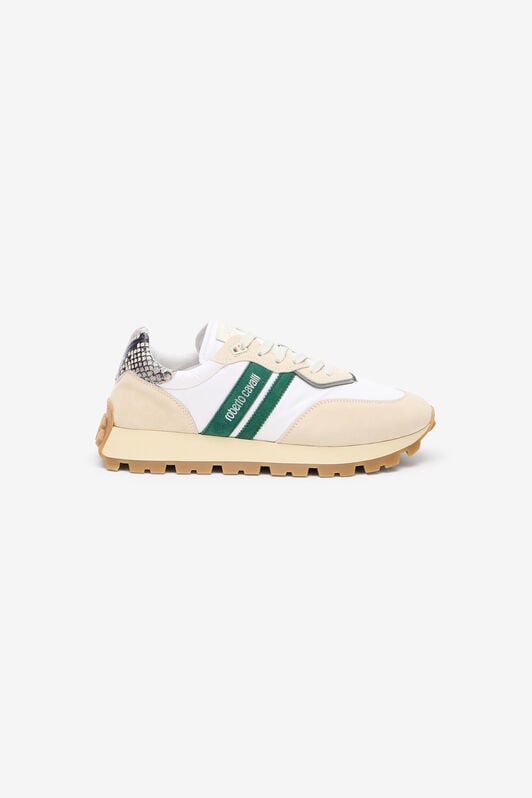RC White Running Shoes With Snake-Print Detail RC White Running Shoes With Snake-Print Detail BIEGE/GREEN QOS00F-PZA81