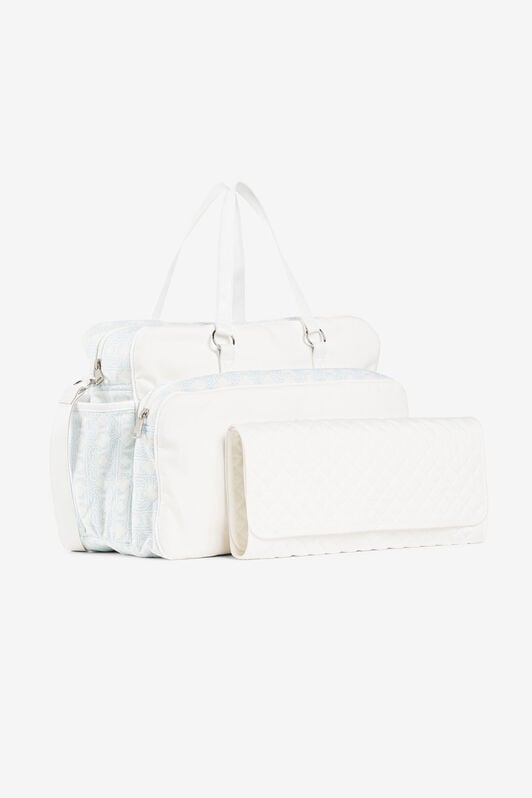JU Monogram logo-print changing bag JU Monogram logo-print changing bag BABY BLUE/MILK WHITE PJB005-CSE21