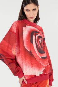 RC Sweatshirt With Maxi-Rose Print RC Sweatshirt With Maxi-Rose Print Red UKT67B-HUN48