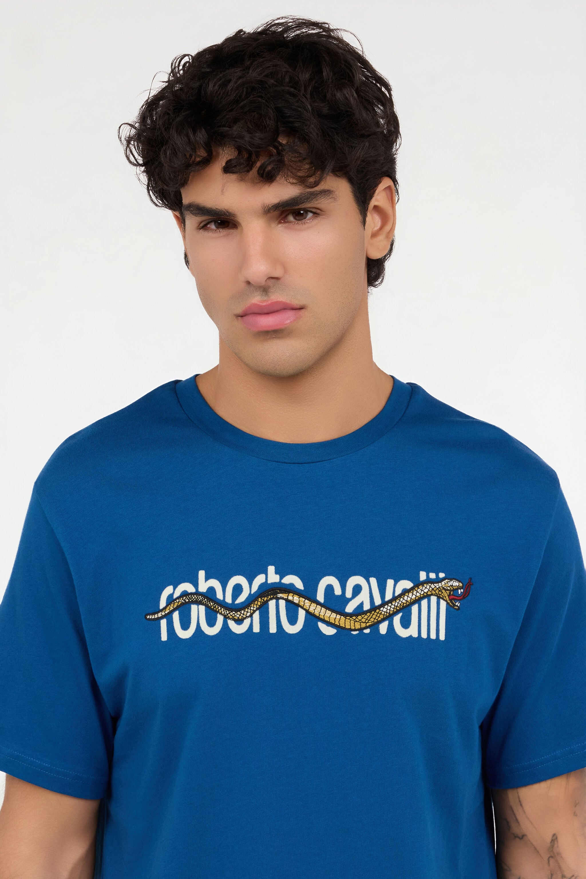 RC T-shirt bleue avec logo et serpent RC T-shirt bleue avec logo et serpent BLUE ROT60C-JD065