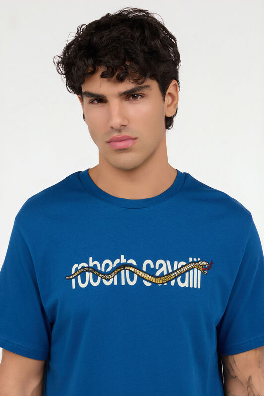 RC T-shirt bleue avec logo et serpent RC T-shirt bleue avec logo et serpent BLUE ROT60C-JD065