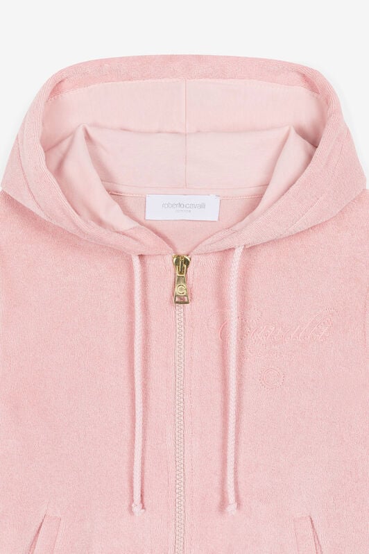 JU Logo-Embroidered Zip Hoodie JU Logo-Embroidered Zip Hoodie Pink OJT901-HE001