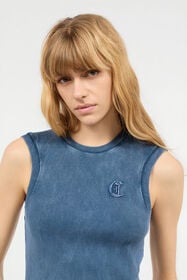 JC Débardeur Côtelé Avec Monogramme JC Bleu UFT127-UF181