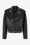 RC Blouson De Motard En Cuir Avec Clous Et Pierres Noir VRP874-PM040