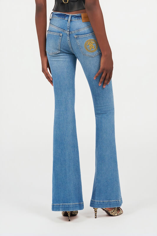 RC Blue Flared Jeans with Monogram RC LIGHT BLUE QOJ205-DLO06