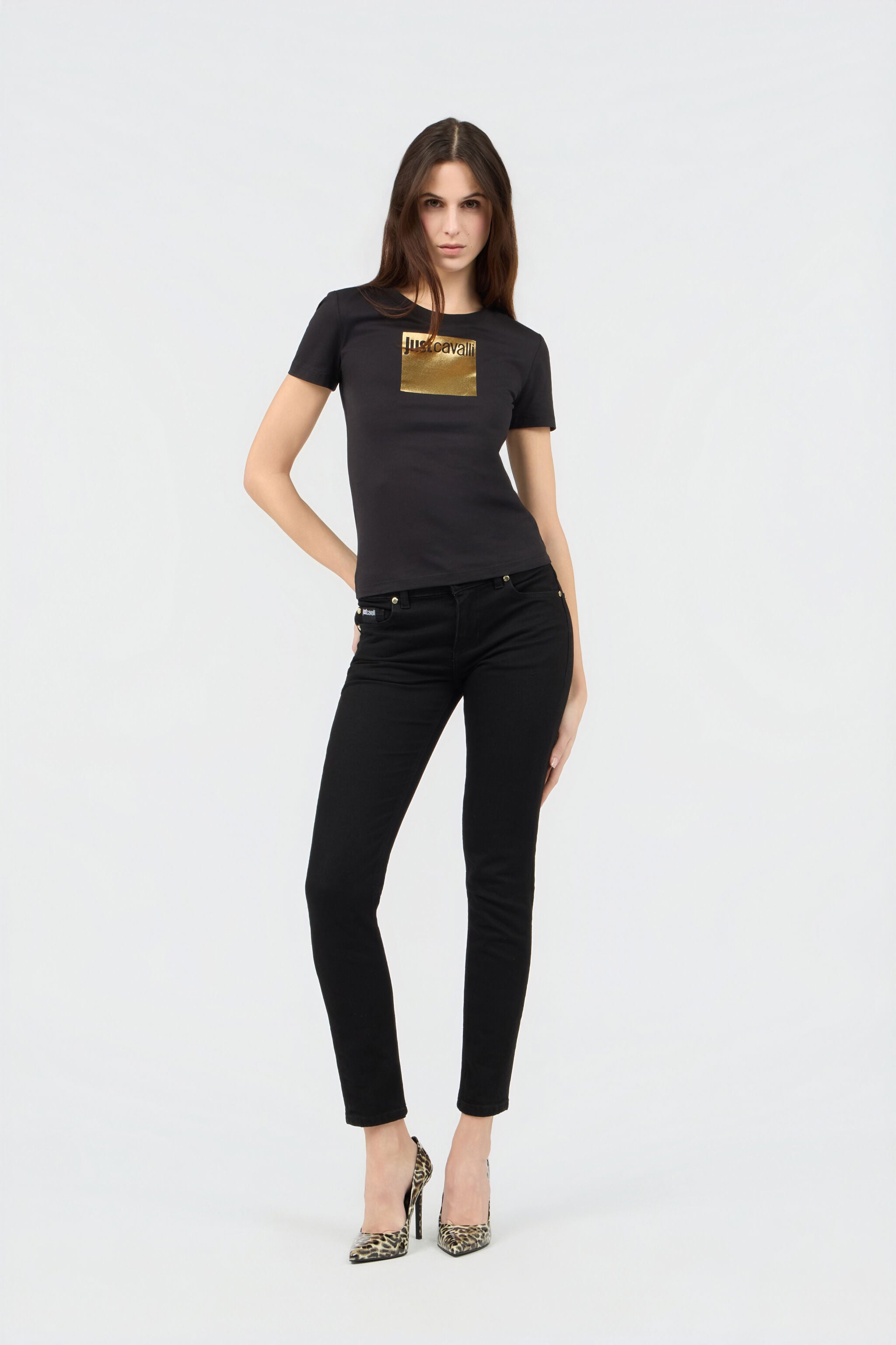 JC T-Shirt Nera con Logo BLACK/GOLD Q61459-Q0362