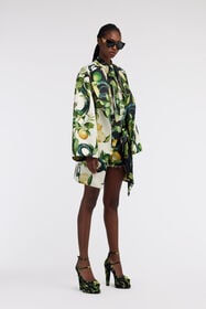 RC Lemon print belted coat Elfenbein SKT502-SWI89