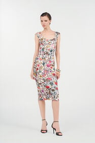 RC Sheath Dress with Florentine Flowers Print BEIGE WQT151-NBR29
