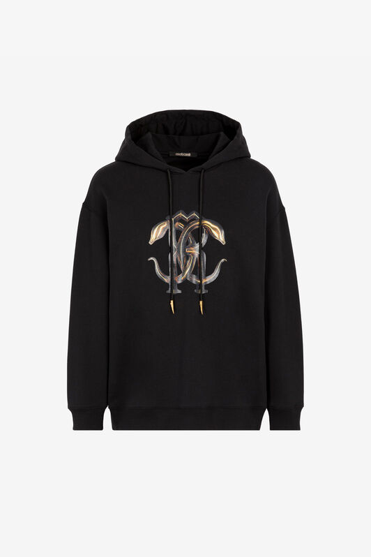 RC Logo-Print Cotton Hoodie Black RKT63B-CF020