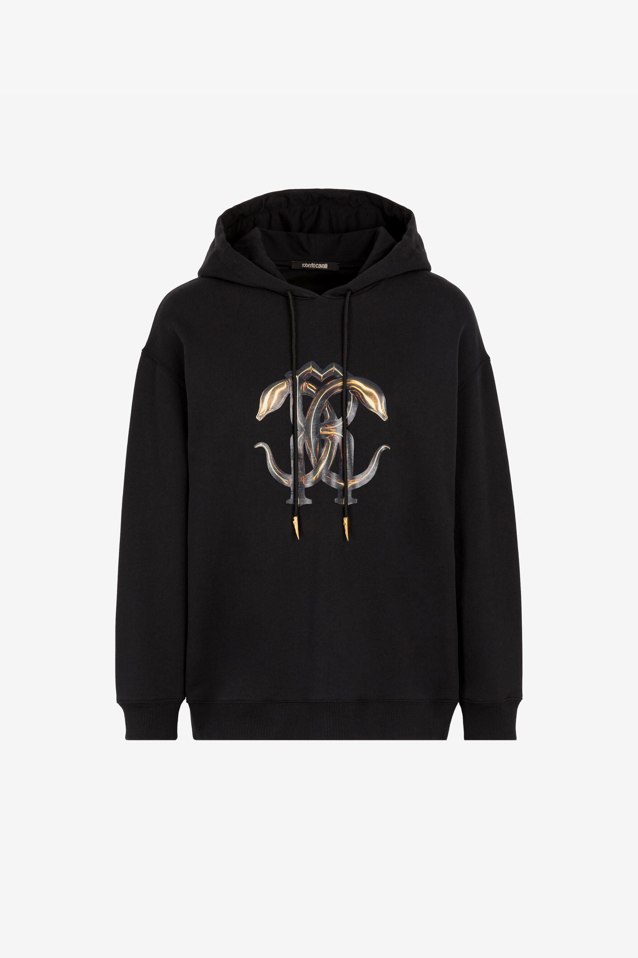RC Logo-Print Cotton Hoodie Black RKT63B-CF020